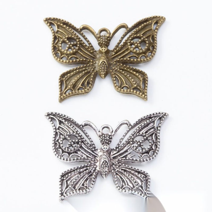2-Finish Filigree Butterfly Metal Jewelry Components for Crafts