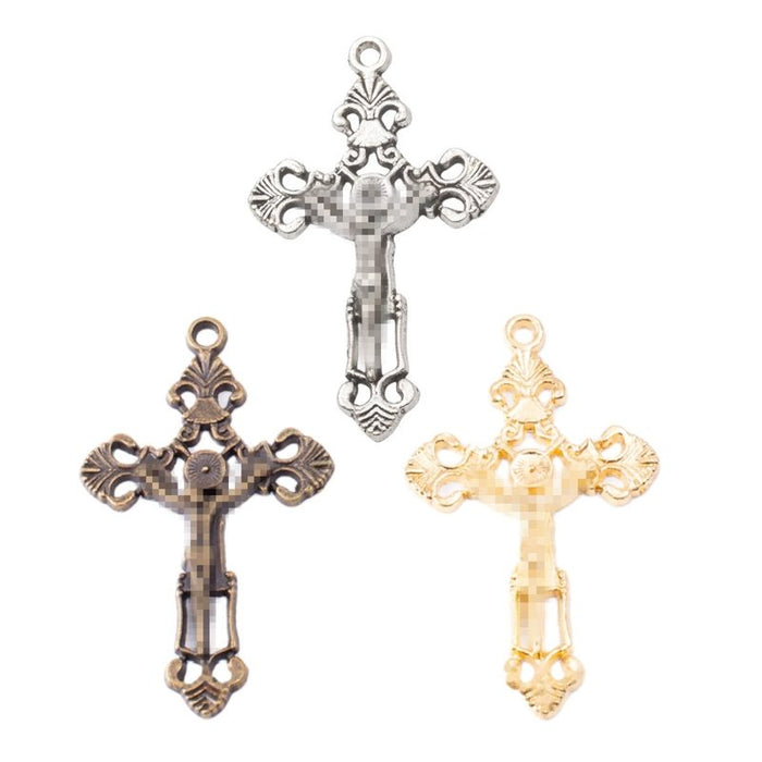 Ornate Crucifix Pendant Charms in Three Finishes for Jewelry Making