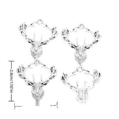 Product image showing the antlered deer head metal charm and its visible metal details