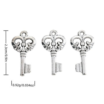 Fleur-De-Lis Key Metal Charm Pendant in 1 Finish for DIY Jewelry