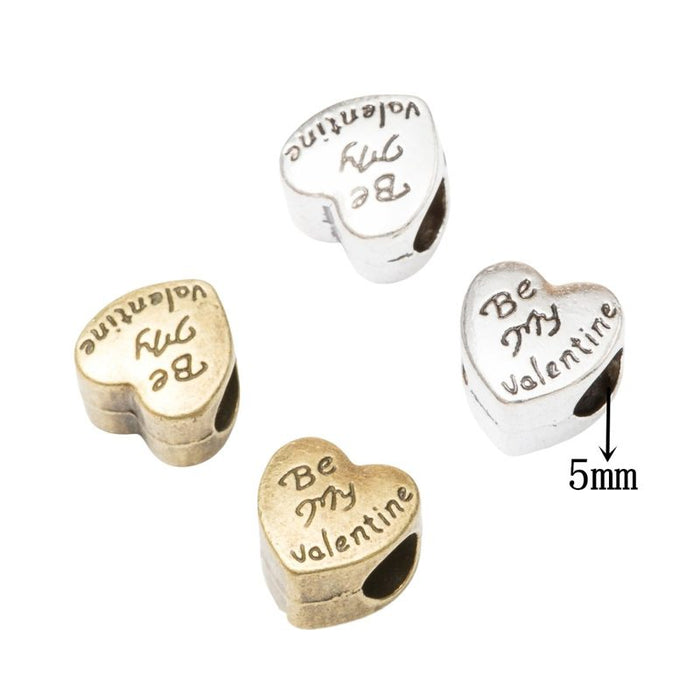 Be My Valentine Heart Bead in 2 Metal Finishes for Jewelry Making