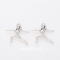 Leaping Gymnast Metal Charm for Jewelry Making in Antique Silver view 1