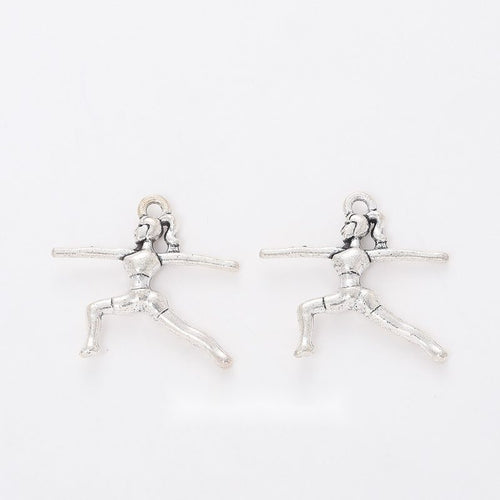 Front display of the leaping gymnast in its pictured metal finishes