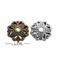 Openwork Flower Bead Cap in Bronze and Silver Tones view 1