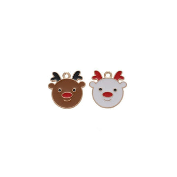 Enamel Reindeer Face Alloy Charm in 2 Pictured Options