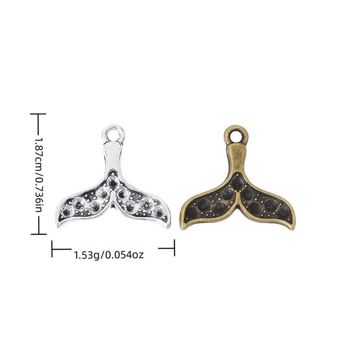 Whale Tail Charm in 2 Metal Finishes for Jewelry Making