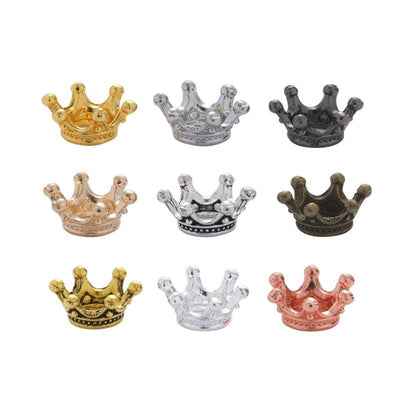 Group view of crown bead styles on a white background