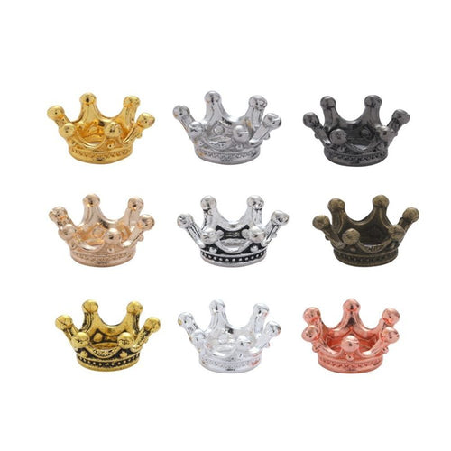 Group view of crown bead styles on a white background
