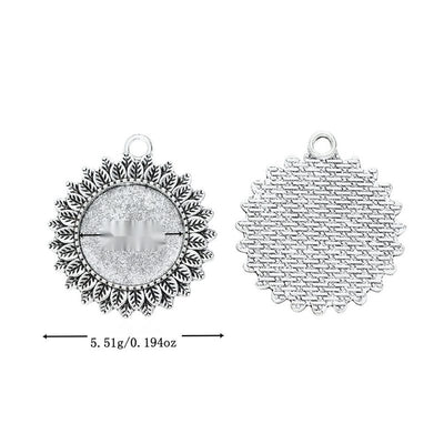 Metal sunflower-edge round setting, front and reverse views shown in the product image