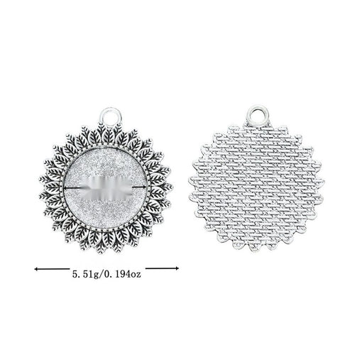 Metal sunflower-edge round setting, front and reverse views shown in the product image