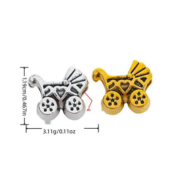 Baby Carriage Slider Bead in 2 Metal Finishes for Jewelry Making