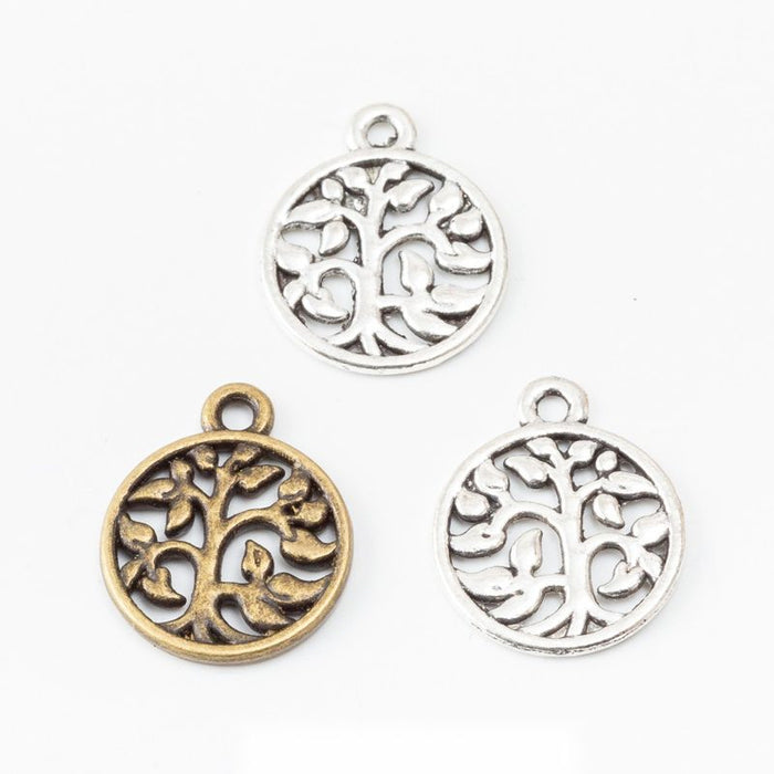 Vintage Finish Metal Round Tree of Life Charms in 2 Style Options