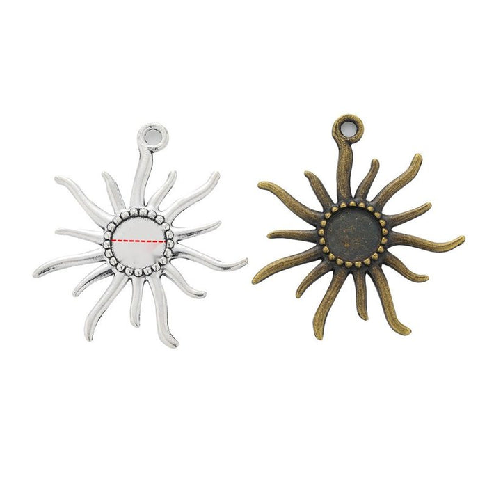 Sunburst Cabochon Setting Charm Metal Pendant for Jewelry Making