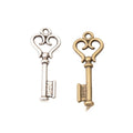 Heart Bow Key Charm Alloy Jewelry Making Component in 2 Finish Options view 1