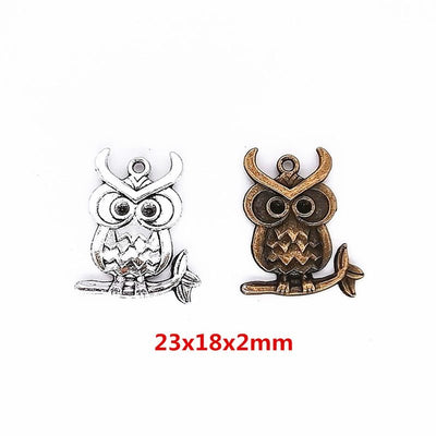 Horned Owl Charm finish comparison on a white background