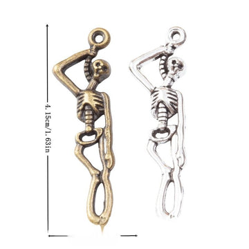 Standing Skeleton Metal Charm In 2 Finish Options for Jewelry Making