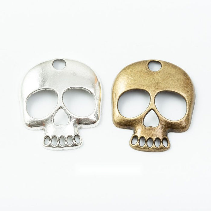 Flat Cutout Skull Metal Charms in Two Antique Finishes