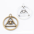 Round Triangle Eye Charm in 2 Finishes for Jewelry Making view 1