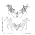 Antique Silver Bat Wing Heart And Inverted Cross Charm view 1