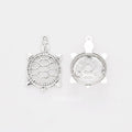 Round Turtle Frame Charm in Antique Silver for Jewelry Making view 1