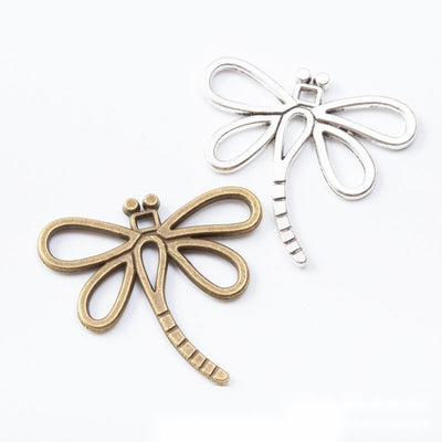Front and finish comparison of openwork dragonfly charm