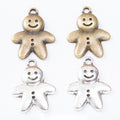 Smiling Gingerbread Person Charm Metal Jewelry Making Pieces view 1