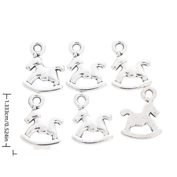 Rocking Horse Metal Charm in Textured Metal for Jewelry Making