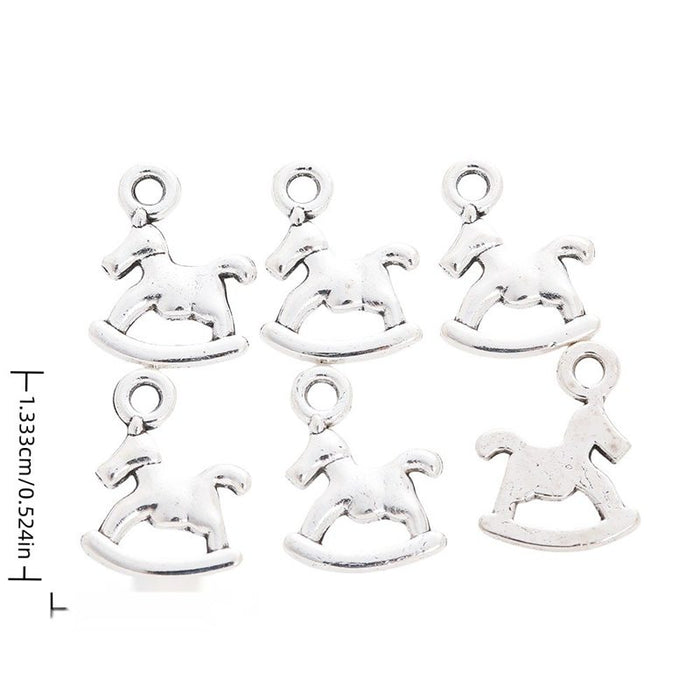 Rocking Horse Metal Charm in Textured Metal for Jewelry Making