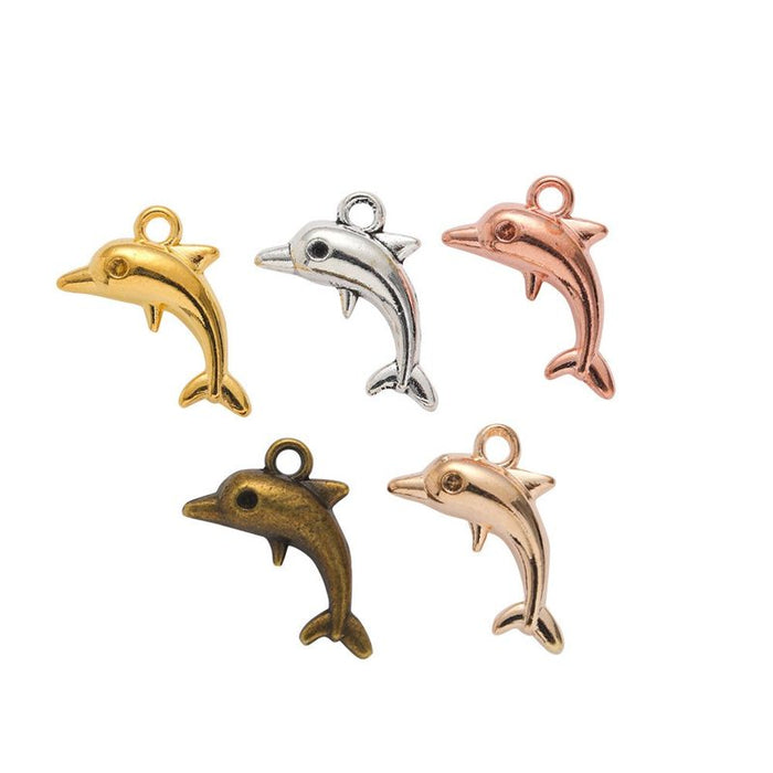 Vintage Finish Metal Leaping Dolphin Charms in 5 Style Options