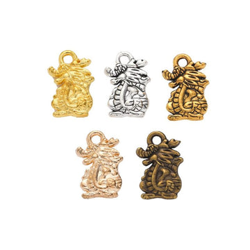 Coiled Dragon Detailed Metal Charm in 5 Finishes for Crafting