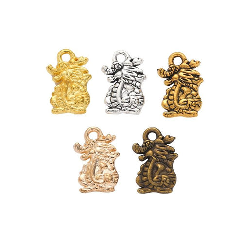 Coiled Dragon metal piece showing overall shape and available finishes