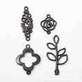 Black Floral And Leaf Connectors Metal Jewelry Making Pieces view 1