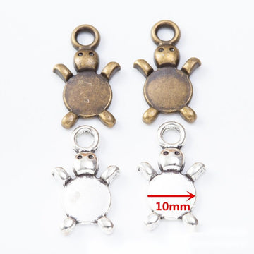 Round Belly Turtle Charms in Two Antique Finishes Jewelry Components