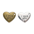 I Love You Heart Charms in Bronze and Antique Silver view 1