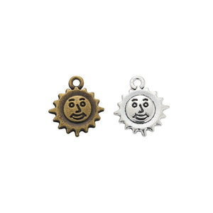 Wavy Ray Sun Face Charm Metal Pendant for Jewelry Making