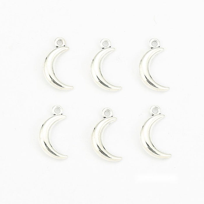 Mini Crescent Moon Metal Charms in Antique Silver Finish