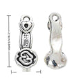 Antique Silver Ruyi Scepter Charm with Raised Motif view 1