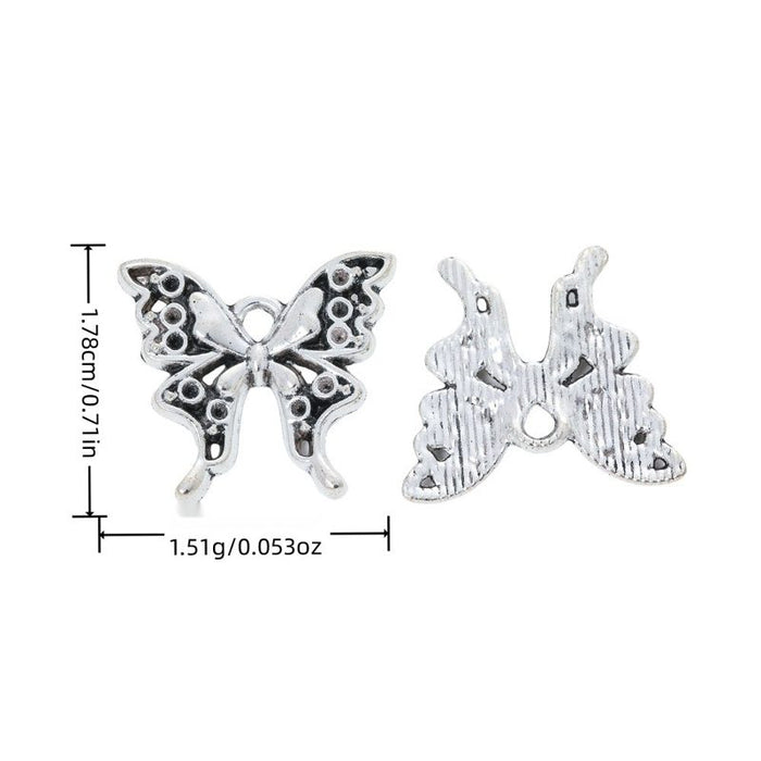 Openwork Butterfly Alloy Charm in Antique Silver Finish
