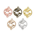 Vintage Style Metal World Map Two Loop Connector in 5 Metal Finishes view 1