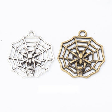 Spider Web Charm in 2 Metal Finishes for Jewelry Making
