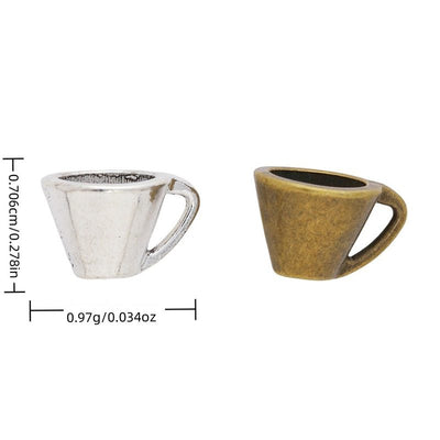 Grouped front view of cup bead showing a hollow cup body and curved handle