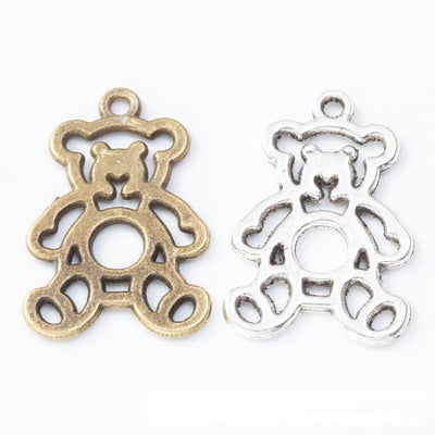 Overview of teddy bear charms in the available designs and finishes