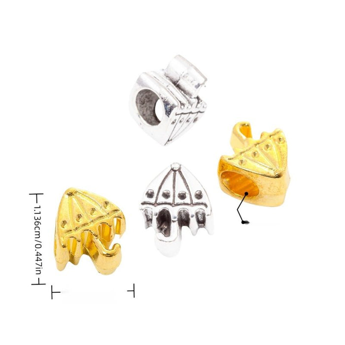 Umbrella Large Hole Beads In Gold And Silver Tones