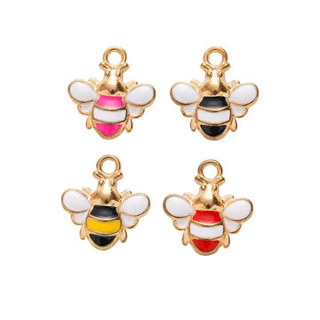 Striped Enamel Bee Charm Metal Pendant for Jewelry Making