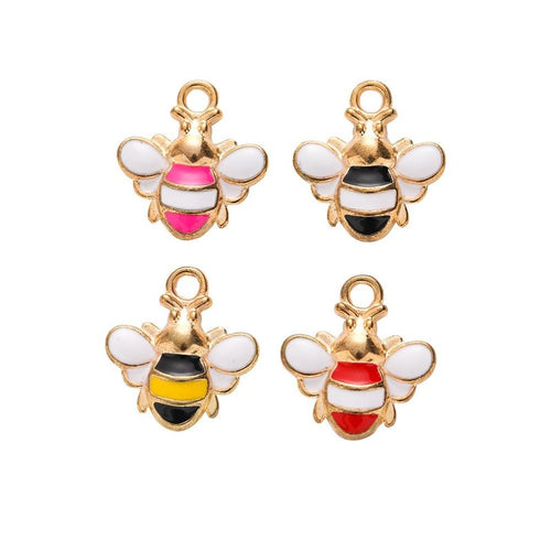 Striped Enamel Bee Charm finish assortment on a white background