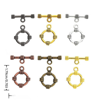 Textured Round Toggle Clasp in 6 Metal Finishes for Jewelry Making