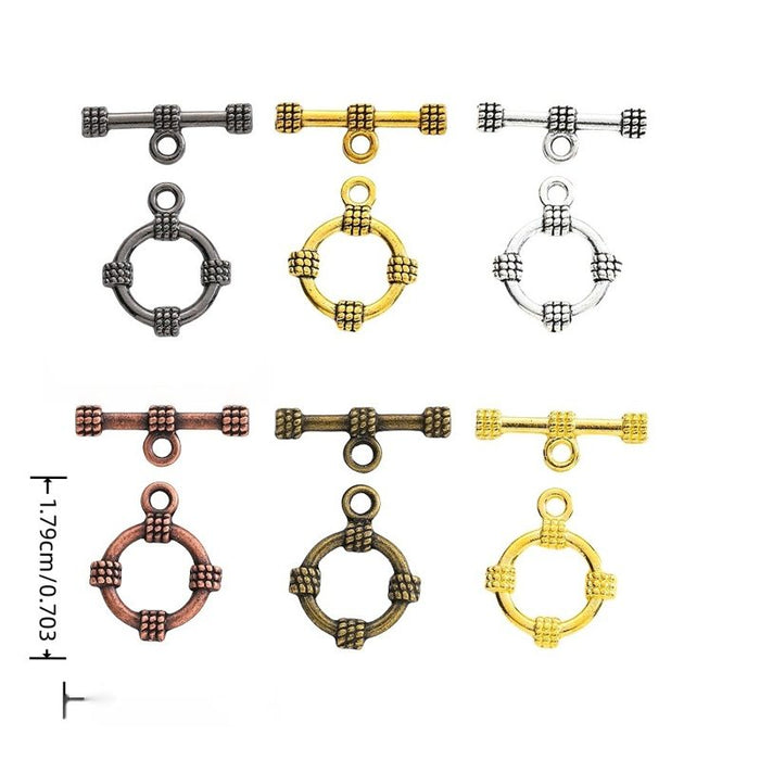 Textured Round Toggle Clasp in 6 Metal Finishes for Jewelry Making