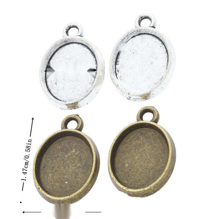 Small Oval Cabochon Tray in 2 Metal Finishes for Jewelry Making