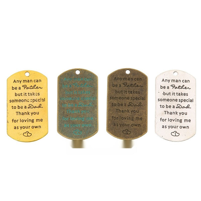 Dad Appreciation Quote Tag Pendant Charm in Four Finishes
