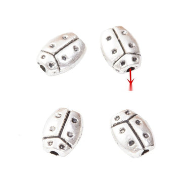 Detailed Beetle Shape Metal Spacer Bead in Antique Silver Tone